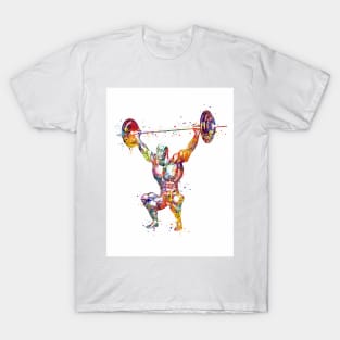 Weightlifter Muscles Colorful Watercolor T-Shirt